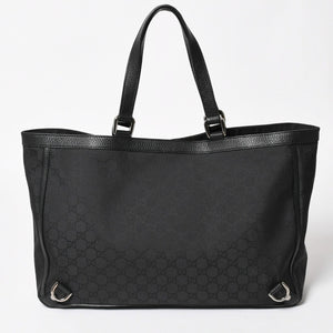 Very Good Condition GUCCI Gucci Tote Bag Handbag Black GG Nylon Silver Hardware 293580 Used 4a003027