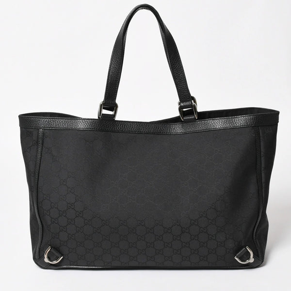 Very Good Condition GUCCI Gucci Tote Bag Handbag Black GG Nylon Silver Hardware 293580 Used 4a003027