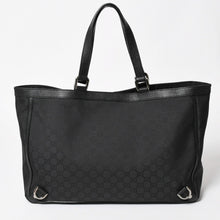 画像をギャラリービューアに読み込む, 極美品 GUCCI グッチ トートバッグ ハンドバッグ Black ブラック GGナイロン シルバー金具 293580 中古 4a003027