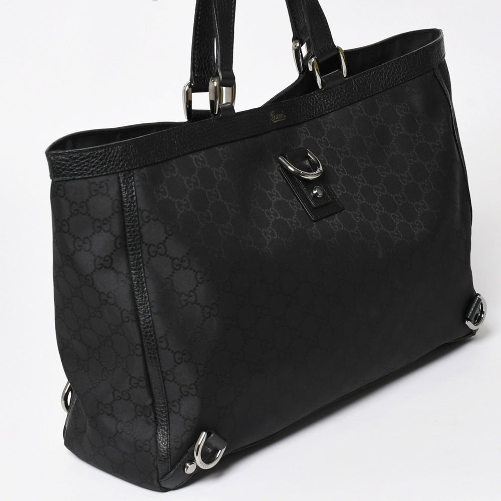 Very Good Condition GUCCI Gucci Tote Bag Handbag Black GG Nylon Silver Hardware 293580 Used 4a003027