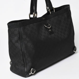 Very Good Condition GUCCI Gucci Tote Bag Handbag Black GG Nylon Silver Hardware 293580 Used 4a003027