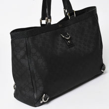 画像をギャラリービューアに読み込む, 極美品 GUCCI グッチ トートバッグ ハンドバッグ Black ブラック GGナイロン シルバー金具 293580 中古 4a003027