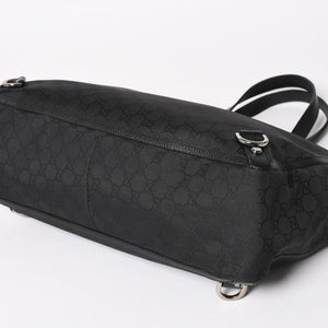 Very Good Condition GUCCI Gucci Tote Bag Handbag Black GG Nylon Silver Hardware 293580 Used 4a003027