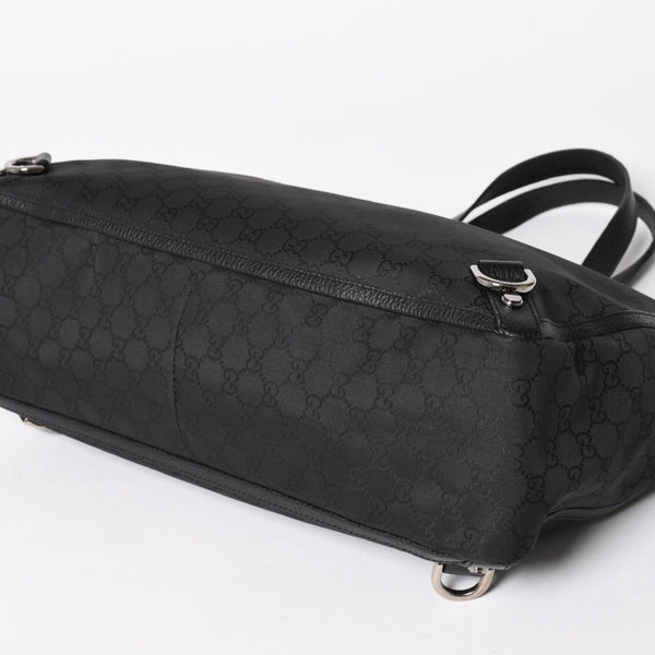 Very Good Condition GUCCI Gucci Tote Bag Handbag Black GG Nylon Silver Hardware 293580 Used 4a003027