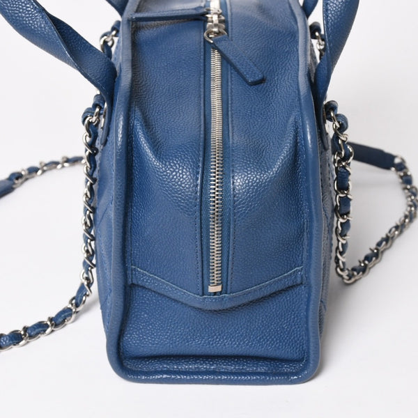 CHANEL シャネル Deauville ドーヴィルライン チェーンショルダーバッグ 20番台 ココマーク キャビアスキン ブルー 美品 中古 4a004361