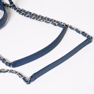 CHANEL シャネル Deauville ドーヴィルライン チェーンショルダーバッグ 20番台 ココマーク キャビアスキン ブルー 美品 中古 4a004361