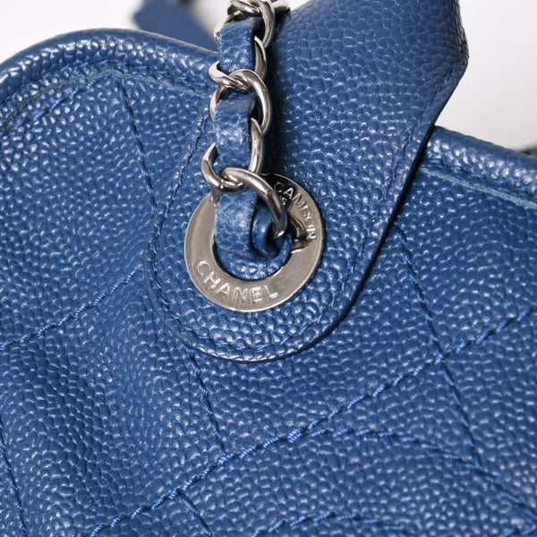 CHANEL シャネル Deauville ドーヴィルライン チェーンショルダーバッグ 20番台 ココマーク キャビアスキン ブルー 美品 中古 4a004361