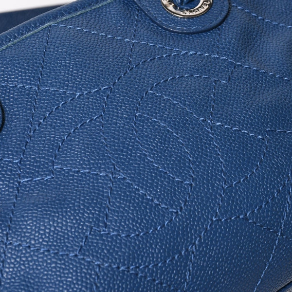 CHANEL シャネル Deauville ドーヴィルライン チェーンショルダーバッグ 20番台 ココマーク キャビアスキン ブルー 美品 中古 4a004361