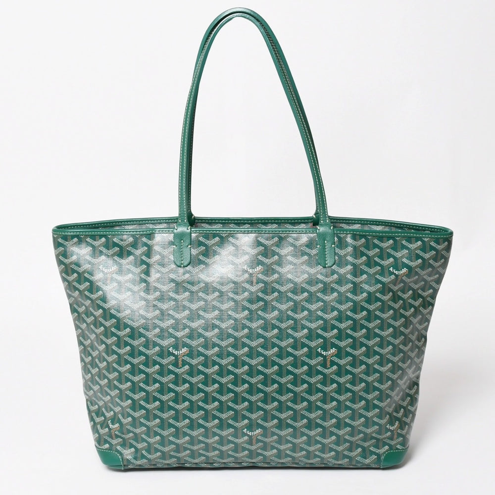 新品同様品 GOYARD ゴヤール アルトワMM トートバッグ ハンドバッグ コーティングキャンバス レザー グリーン 中古 4a004366