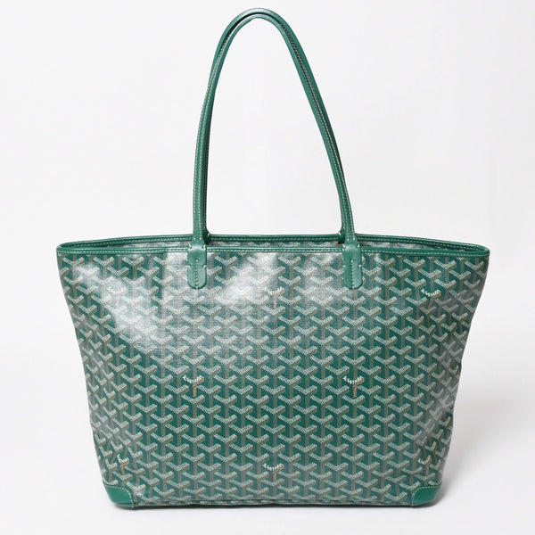 新品同様品 GOYARD ゴヤール アルトワMM トートバッグ ハンドバッグ コーティングキャンバス レザー グリーン 中古 4a004366