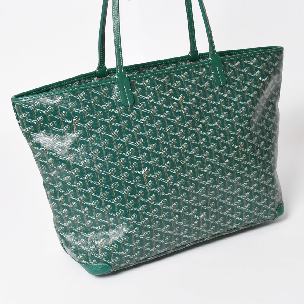 Like new GOYARD Artois MM tote bag handbag coated canvas leather green used 4a004366