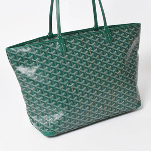 新品同様品 GOYARD ゴヤール アルトワMM トートバッグ ハンドバッグ コーティングキャンバス レザー グリーン 中古 4a004366
