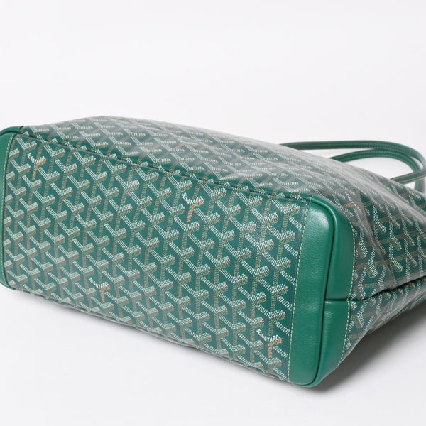 新品同様品 GOYARD ゴヤール アルトワMM トートバッグ ハンドバッグ コーティングキャンバス レザー グリーン 中古 4a004366