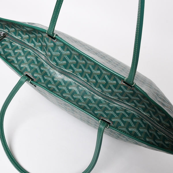 新品同様品 GOYARD ゴヤール アルトワMM トートバッグ ハンドバッグ コーティングキャンバス レザー グリーン 中古 4a004366