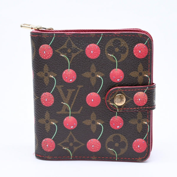 LOUIS VUITTON Monogram Cherry Compact Zip M95005 Bifold Wallet Takashi Murakami Brown Red CA0045 Good Condition Used 4a004363
