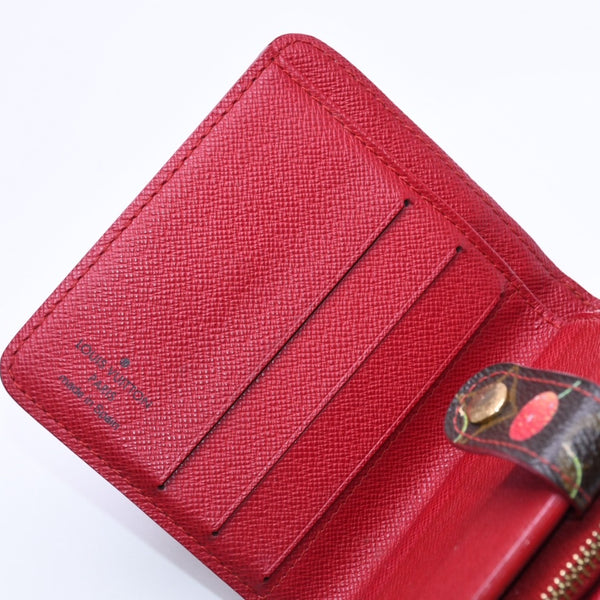 LOUIS VUITTON Monogram Cherry Compact Zip M95005 Bifold Wallet Takashi Murakami Brown Red CA0045 Good Condition Used 4a004363