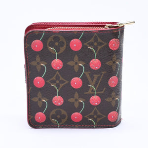 LOUIS VUITTON Monogram Cherry Compact Zip M95005 Bifold Wallet Takashi Murakami Brown Red CA0045 Good Condition Used 4a004363