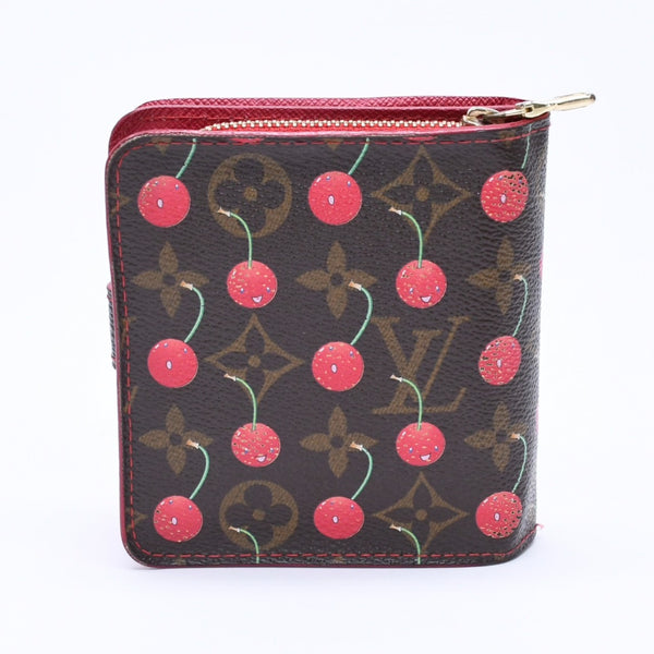 LOUIS VUITTON Monogram Cherry Compact Zip M95005 Bifold Wallet Takashi Murakami Brown Red CA0045 Good Condition Used 4a004363