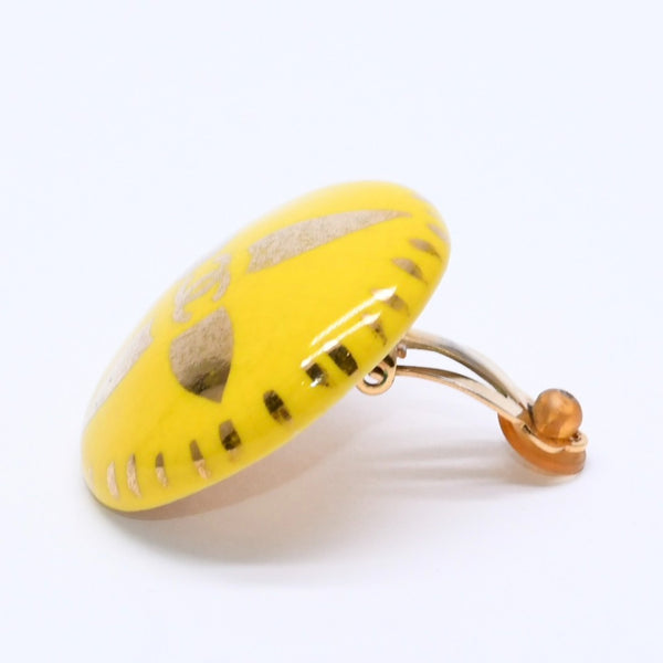 Very good condition CHANEL Coco mark earrings Weight approx. 29.89g 97P stamp Resin GP Metal Gold Yellow Binaural Used 4c069685