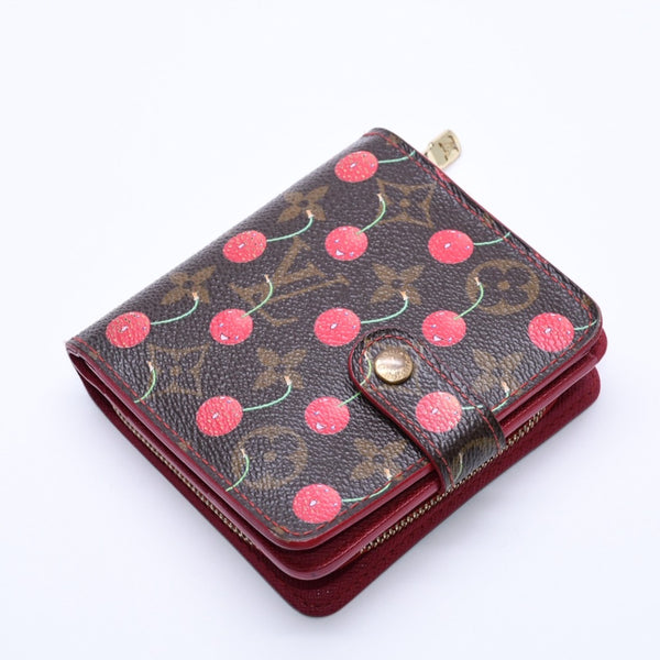 LOUIS VUITTON Monogram Cherry Compact Zip M95005 Bifold Wallet Takashi Murakami Brown Red CA0045 Good Condition Used 4a004363