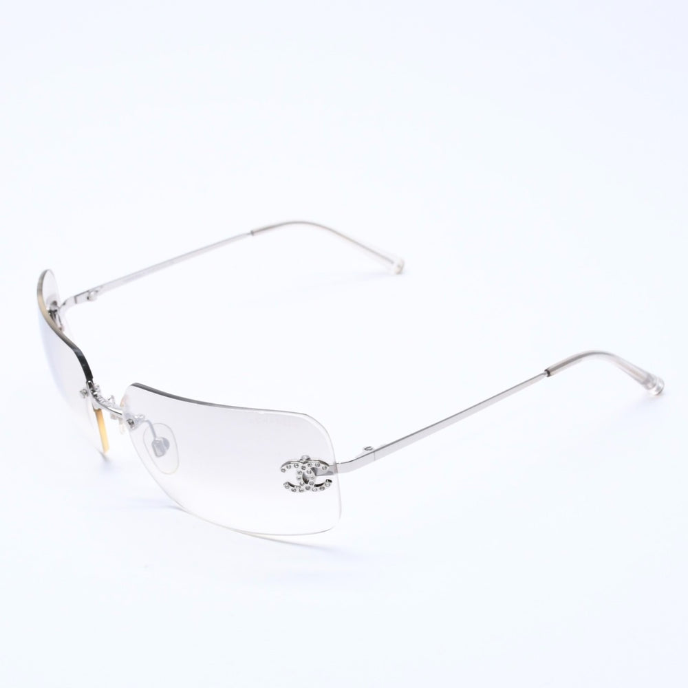 極美品 CHANEL シャネル リムレス サングラス アイウェア 4017-D c.159/6I サイズ62□17 120 ココマーク ラインストーン 中古 4a004362