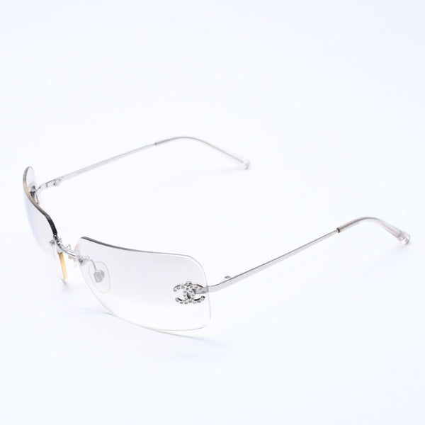 Very Good Condition CHANEL Rimless Sunglasses Eyewear 4017-D c.159/6I Size 62□17 120 Coco Mark Rhinestone Used 4a004362