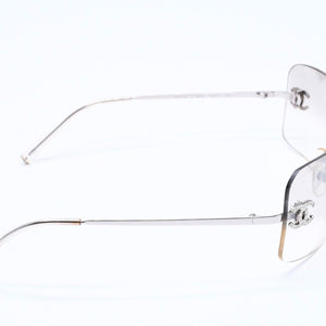 Very Good Condition CHANEL Rimless Sunglasses Eyewear 4017-D c.159/6I Size 62□17 120 Coco Mark Rhinestone Used 4a004362