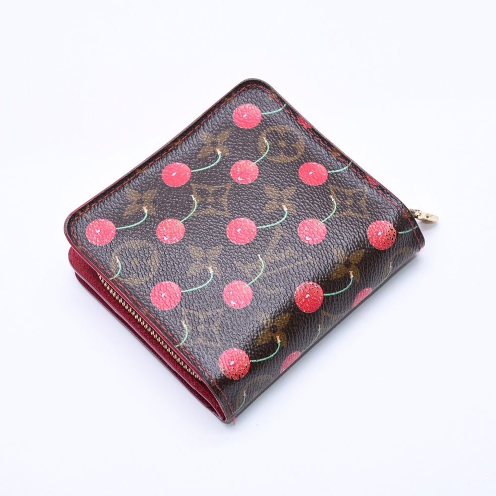 LOUIS VUITTON ルイヴィトン モノグラムチェリー コンパクトジップ M95005 二つ折り財布 村上隆 ブラウン レッド CA0045 美品 中古 4a004363