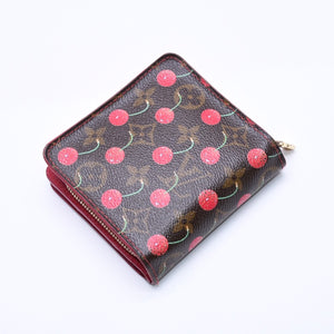 LOUIS VUITTON Monogram Cherry Compact Zip M95005 Bifold Wallet Takashi Murakami Brown Red CA0045 Good Condition Used 4a004363