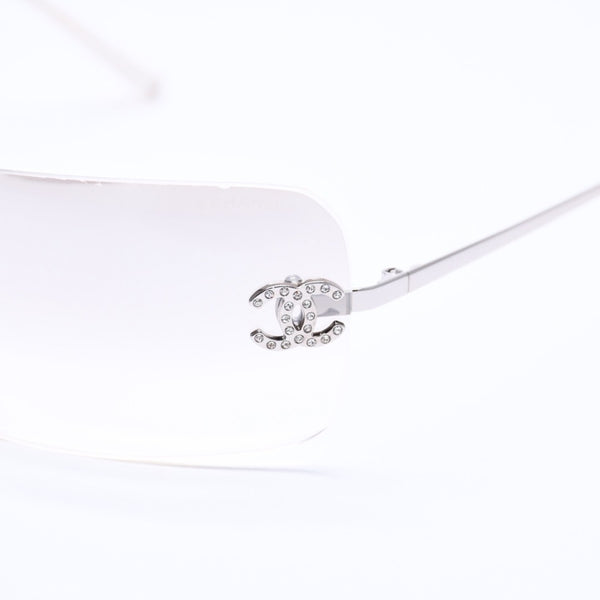 Very Good Condition CHANEL Rimless Sunglasses Eyewear 4017-D c.159/6I Size 62□17 120 Coco Mark Rhinestone Used 4a004362