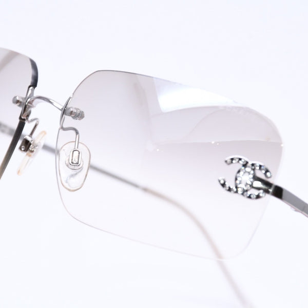 Very Good Condition CHANEL Rimless Sunglasses Eyewear 4017-D c.159/6I Size 62□17 120 Coco Mark Rhinestone Used 4a004362