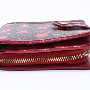 LOUIS VUITTON Monogram Cherry Compact Zip M95005 Bifold Wallet Takashi Murakami Brown Red CA0045 Good Condition Used 4a004363