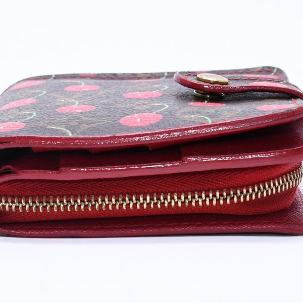 LOUIS VUITTON Monogram Cherry Compact Zip M95005 Bifold Wallet Takashi Murakami Brown Red CA0045 Good Condition Used 4a004363