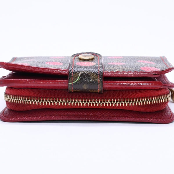 LOUIS VUITTON Monogram Cherry Compact Zip M95005 Bifold Wallet Takashi Murakami Brown Red CA0045 Good Condition Used 4a004363