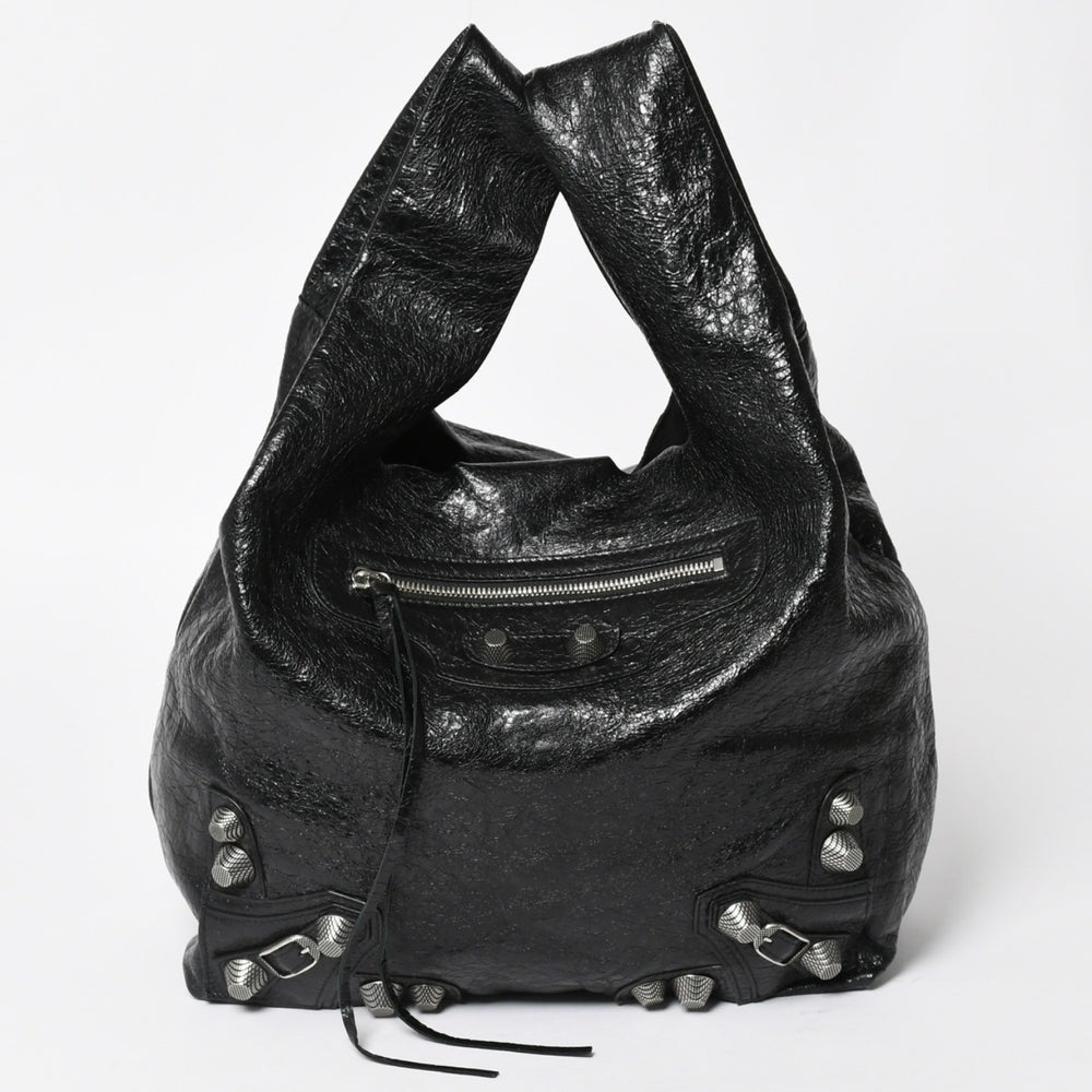 極美品 BALENCIAGA バレンシアガ ル カゴール トートバッグ ショッパーバッグ アリーナラムスキン 780976 ブラック 中古 4a004364