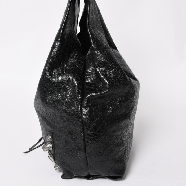 Very Good Condition BALENCIAGA Tote Bag Shopper Bag Arena Lambskin 780976 Black Used 4a004364