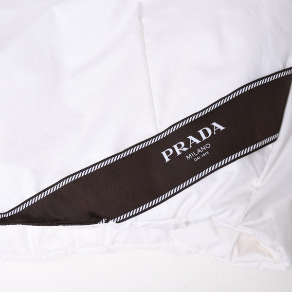 PRADA プラダ 23AW クロップド コットンダウンブルゾン SGC376 ショート丈 パファー ホワイト ラバープレート トライアングルロゴ XXLサイズ RFID 美品 中古 4a004300