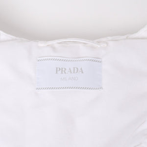 PRADA プラダ 23AW クロップド コットンダウンブルゾン SGC376 ショート丈 パファー ホワイト ラバープレート トライアングルロゴ XXLサイズ RFID 美品 中古 4a004300