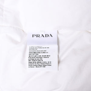 PRADA プラダ 23AW クロップド コットンダウンブルゾン SGC376 ショート丈 パファー ホワイト ラバープレート トライアングルロゴ XXLサイズ RFID 美品 中古 4a004300