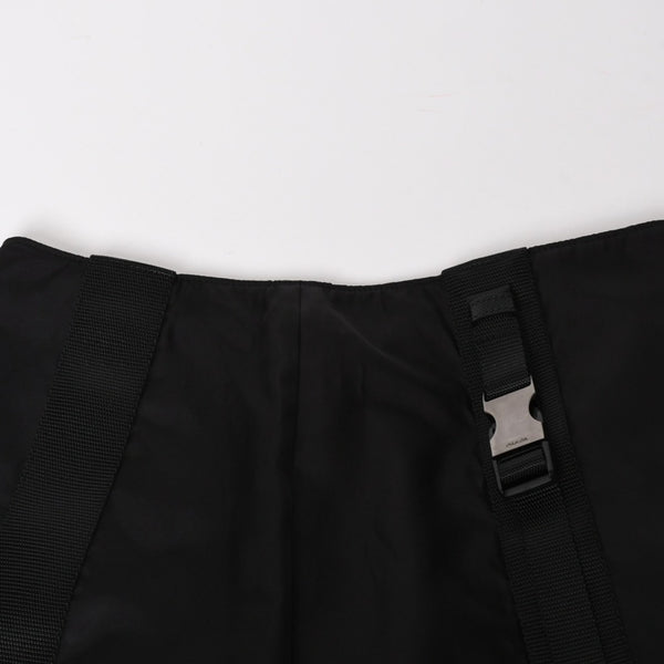 PRADA プラダ Re-Nylonトライアングルロゴ スカート 21H875 ストライプ メタルバックル 36Sサイズ ブラック シルバー金具 美品 中古 4a004299