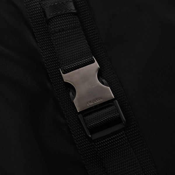 PRADA プラダ Re-Nylonトライアングルロゴ スカート 21H875 ストライプ メタルバックル 36Sサイズ ブラック シルバー金具 美品 中古 4a004299