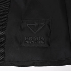 PRADA プラダ Re-Nylonトライアングルロゴ スカート 21H875 ストライプ メタルバックル 36Sサイズ ブラック シルバー金具 美品 中古 4a004299