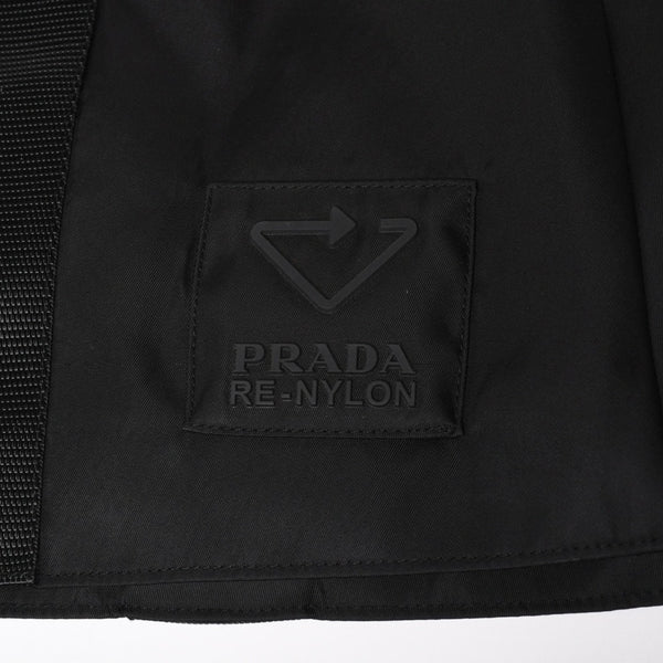 PRADA プラダ Re-Nylonトライアングルロゴ スカート 21H875 ストライプ メタルバックル 36Sサイズ ブラック シルバー金具 美品 中古 4a004299