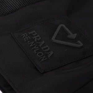 PRADA プラダ Re-Nylonトライアングルロゴ スカート 21H875 ストライプ メタルバックル 36Sサイズ ブラック シルバー金具 美品 中古 4a004299