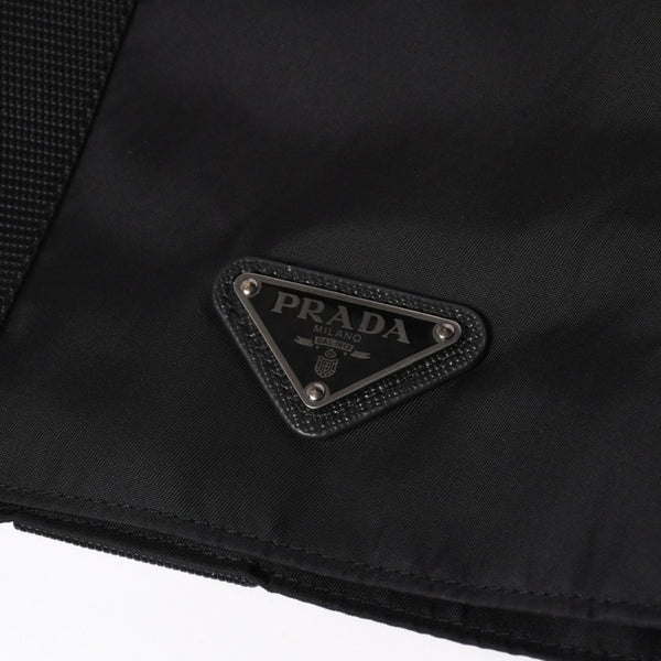 PRADA プラダ Re-Nylonトライアングルロゴ スカート 21H875 ストライプ メタルバックル 36Sサイズ ブラック シルバー金具 美品 中古 4a004299