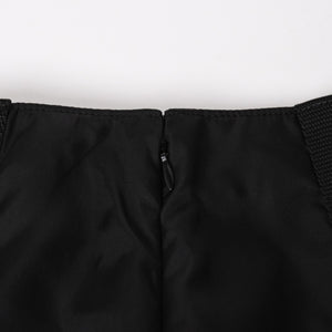 PRADA プラダ Re-Nylonトライアングルロゴ スカート 21H875 ストライプ メタルバックル 36Sサイズ ブラック シルバー金具 美品 中古 4a004299