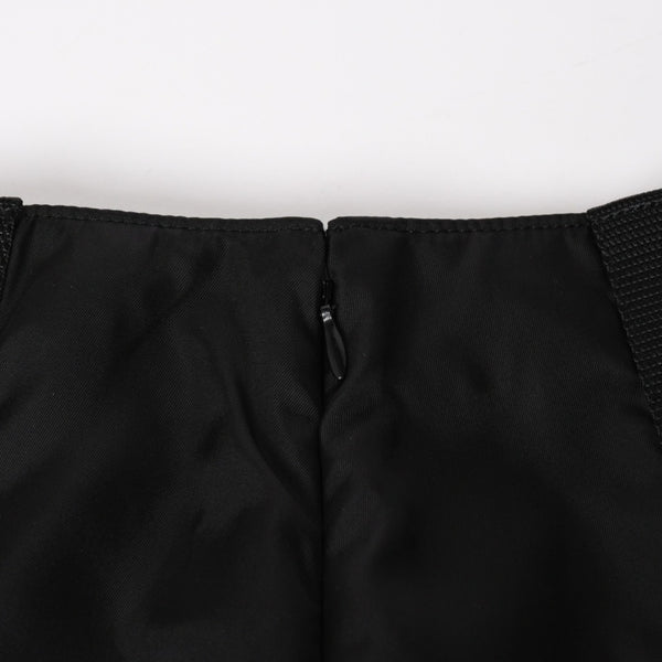 PRADA プラダ Re-Nylonトライアングルロゴ スカート 21H875 ストライプ メタルバックル 36Sサイズ ブラック シルバー金具 美品 中古 4a004299