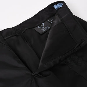 PRADA プラダ Re-Nylonトライアングルロゴ スカート 21H875 ストライプ メタルバックル 36Sサイズ ブラック シルバー金具 美品 中古 4a004299