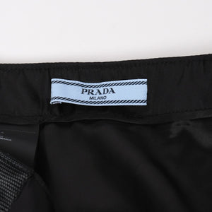 PRADA プラダ Re-Nylonトライアングルロゴ スカート 21H875 ストライプ メタルバックル 36Sサイズ ブラック シルバー金具 美品 中古 4a004299