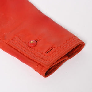 CHANEL シャネル VINTAGE ヴィンテージ ノーカラージャケット 31822 サイズ38 ココマーク レザー シルク レッド 美品 中古 4a004462
